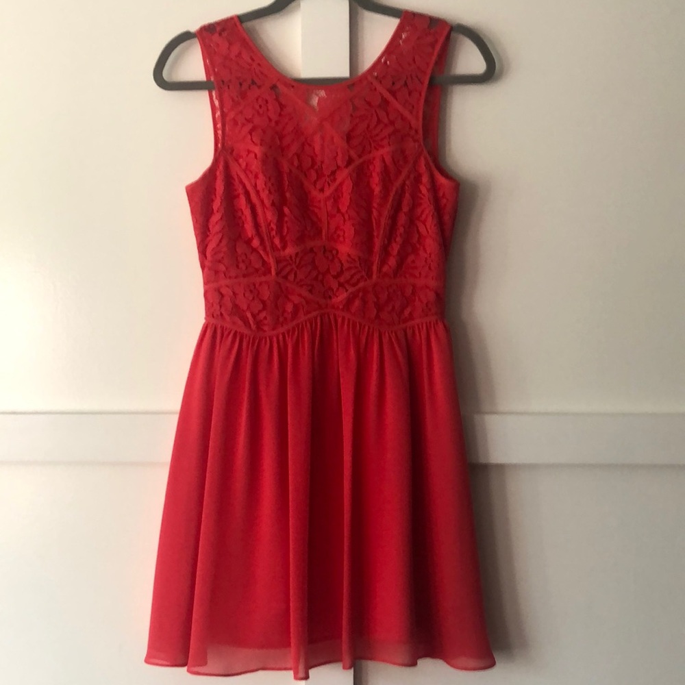 Hot pink/peach undertone lace dress